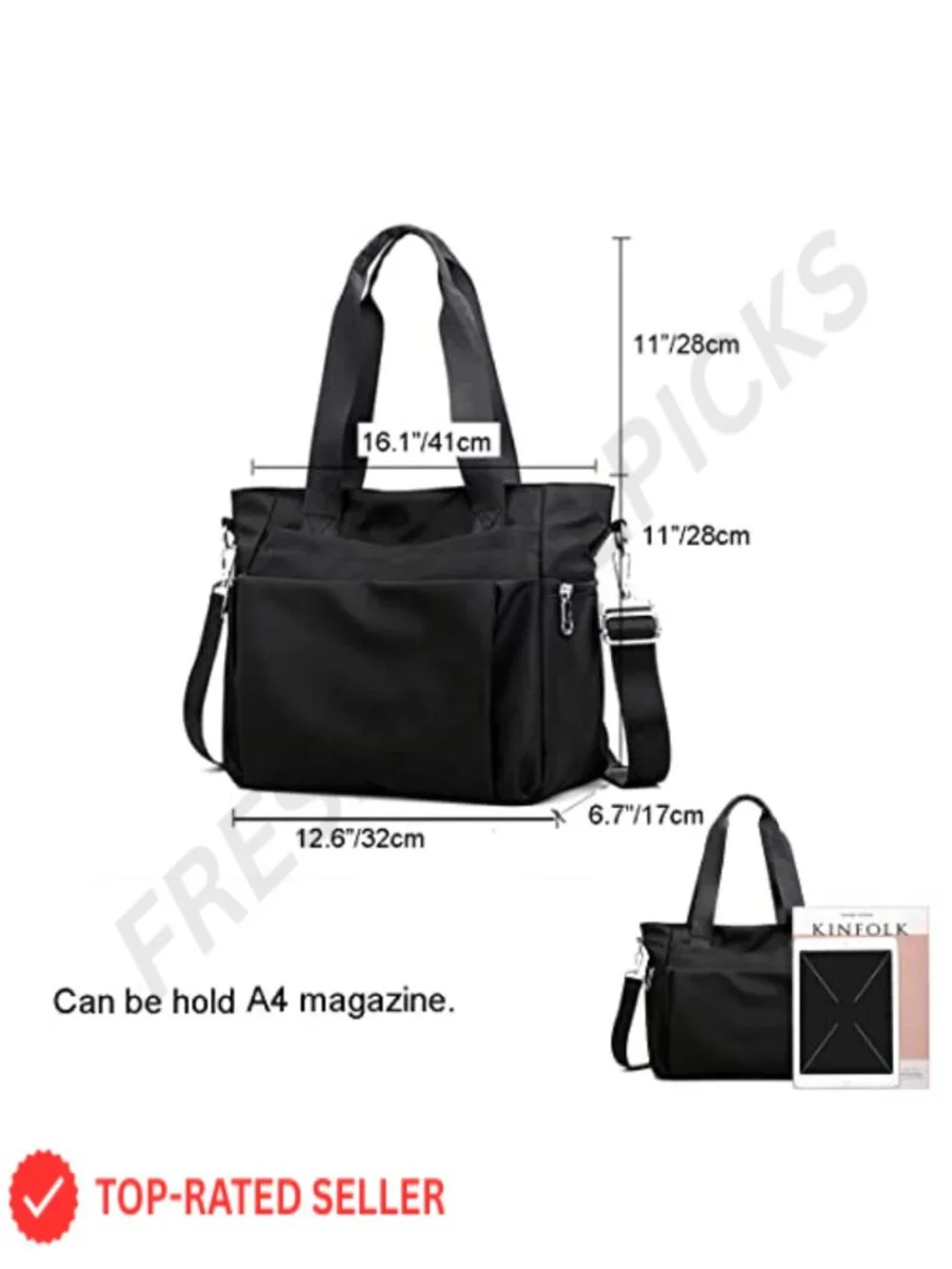 Waterproof Nylon Crossbody Tote Bag Multi-Pocket Shoulder Handbag